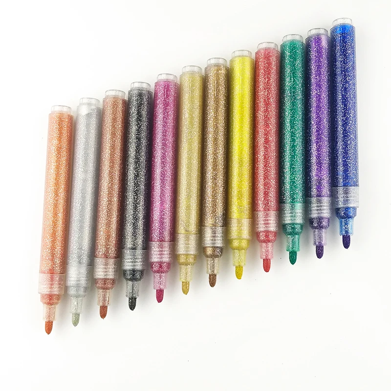 Waterproof glitter marker pen set artist blink marker pen for art supplies