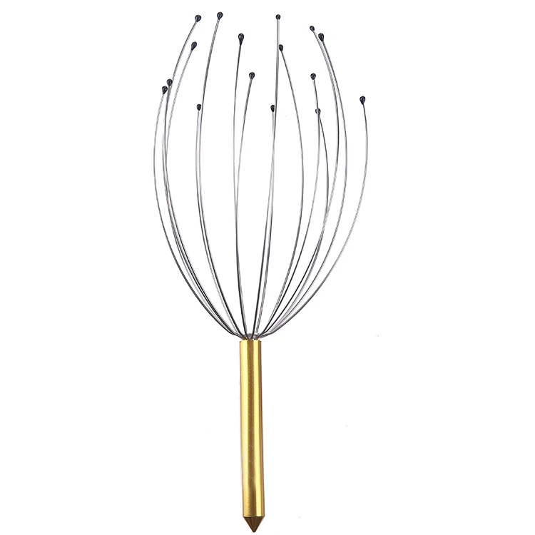 Portable Steel Gentle Rubber Beads sharp Handheld Scalp Hair Growth Head Massager