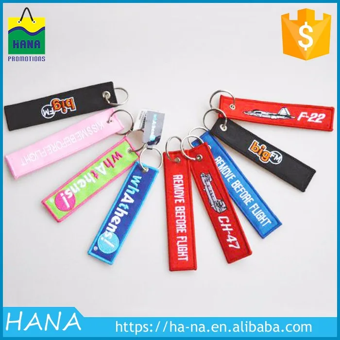 Factory direct sales custom self-defense cheap embroidered fabric keychain