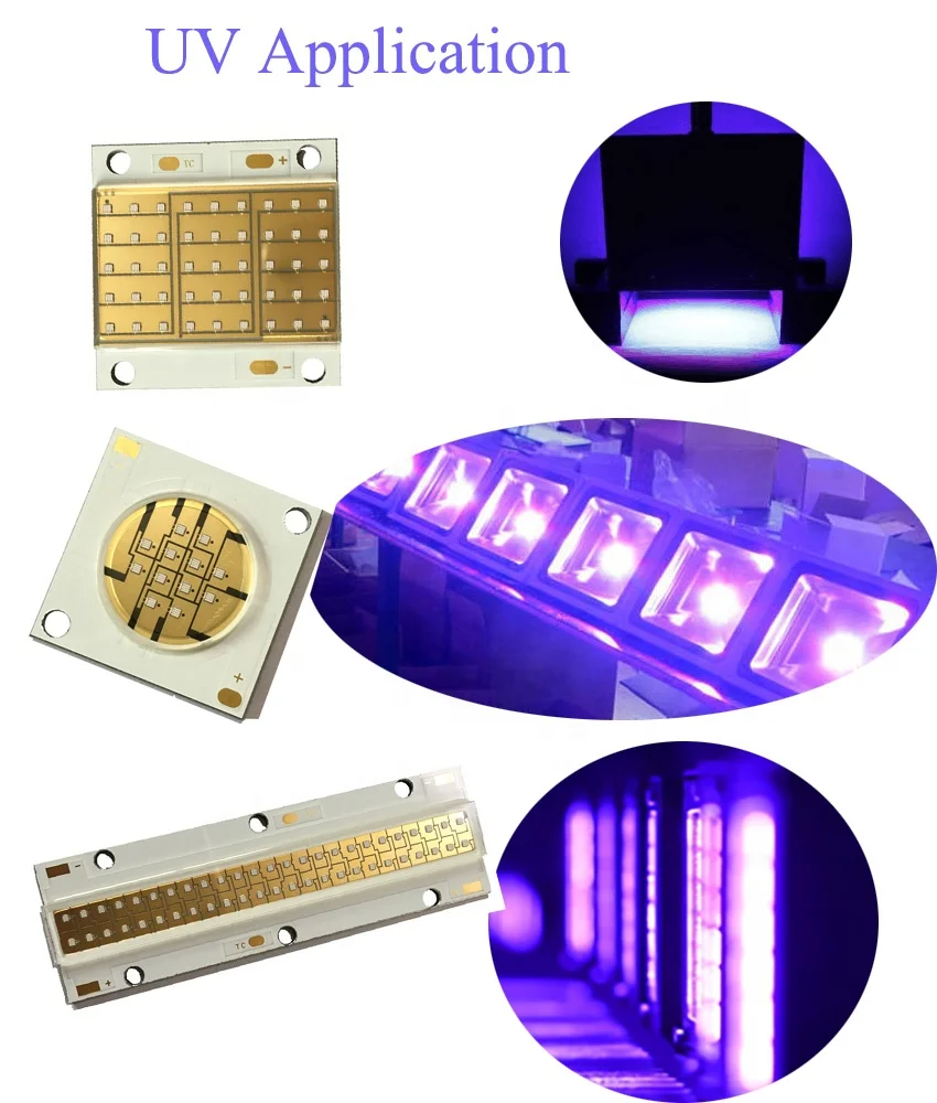 Бесплатный образец обслуживания 395nm uva led chip high power smd led chip 100 Вт uv led chip