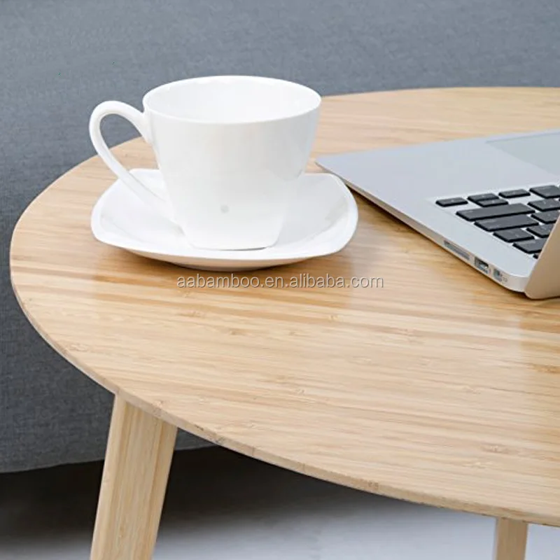 Экологически чистый современный круглый стол, четырехногий бамбуковый столик для кофе