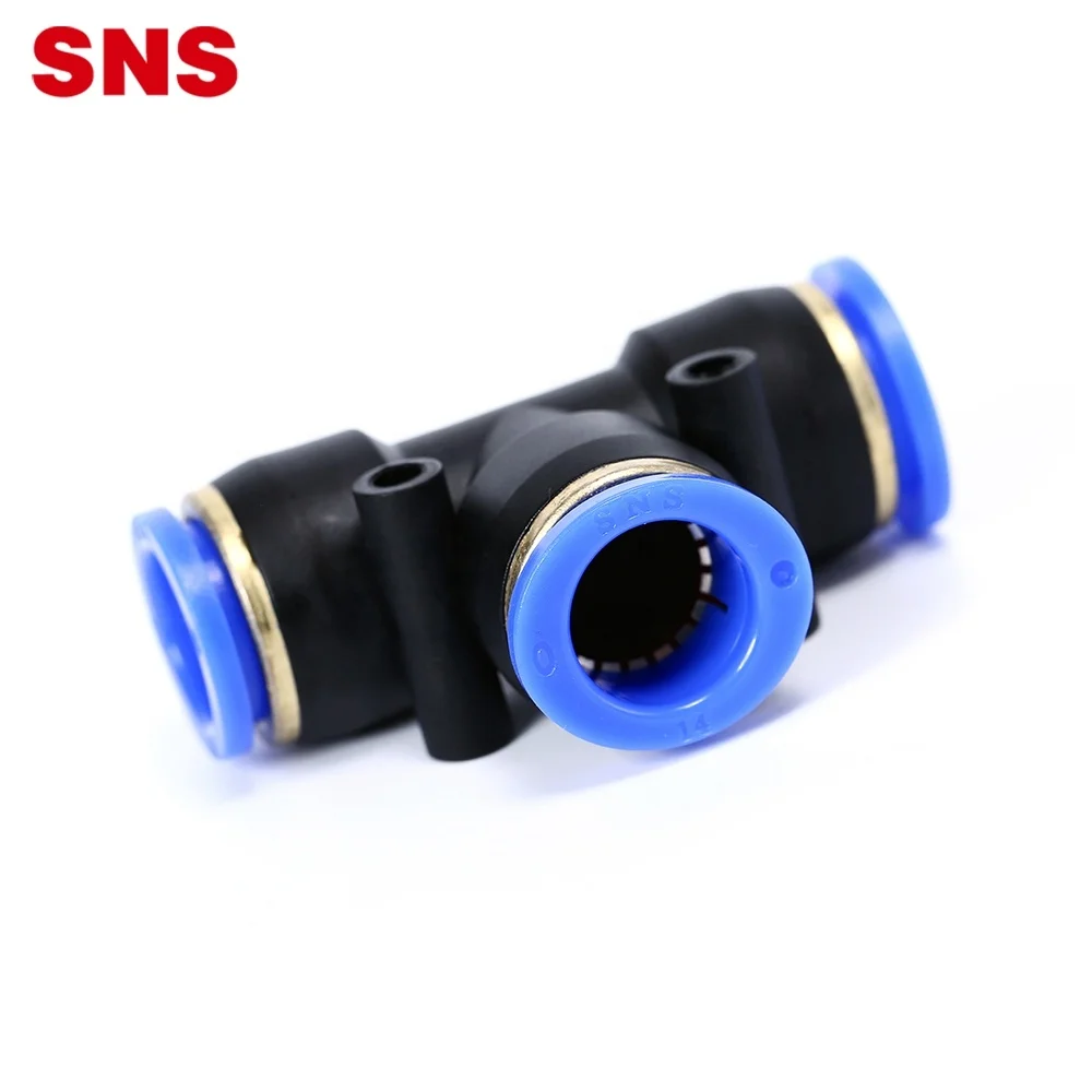 SNS S PEN Series pneumatic one touch different diameter 3 way reducing tee type plastic quick connector air pipe fitting