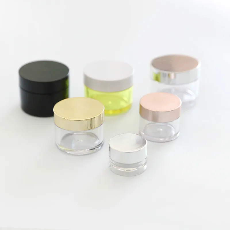 
15g petg cosmetic skin care cream jars seal with rose gold aluminum cap 