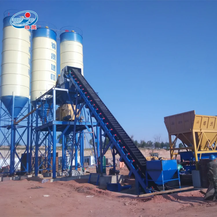 Chinese famous brand full automatic fixed hopper concrete mixer batching plant hzs60