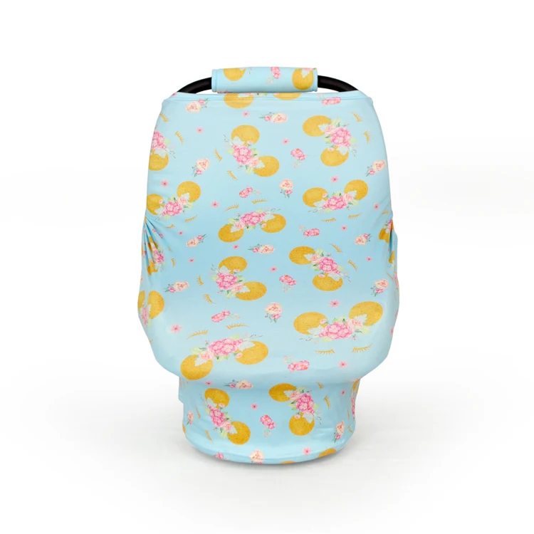 Purple Flower Nursing Breastfeeding Cover Scarf Shopping Cart Cover Multi Use Stretchy Canopy