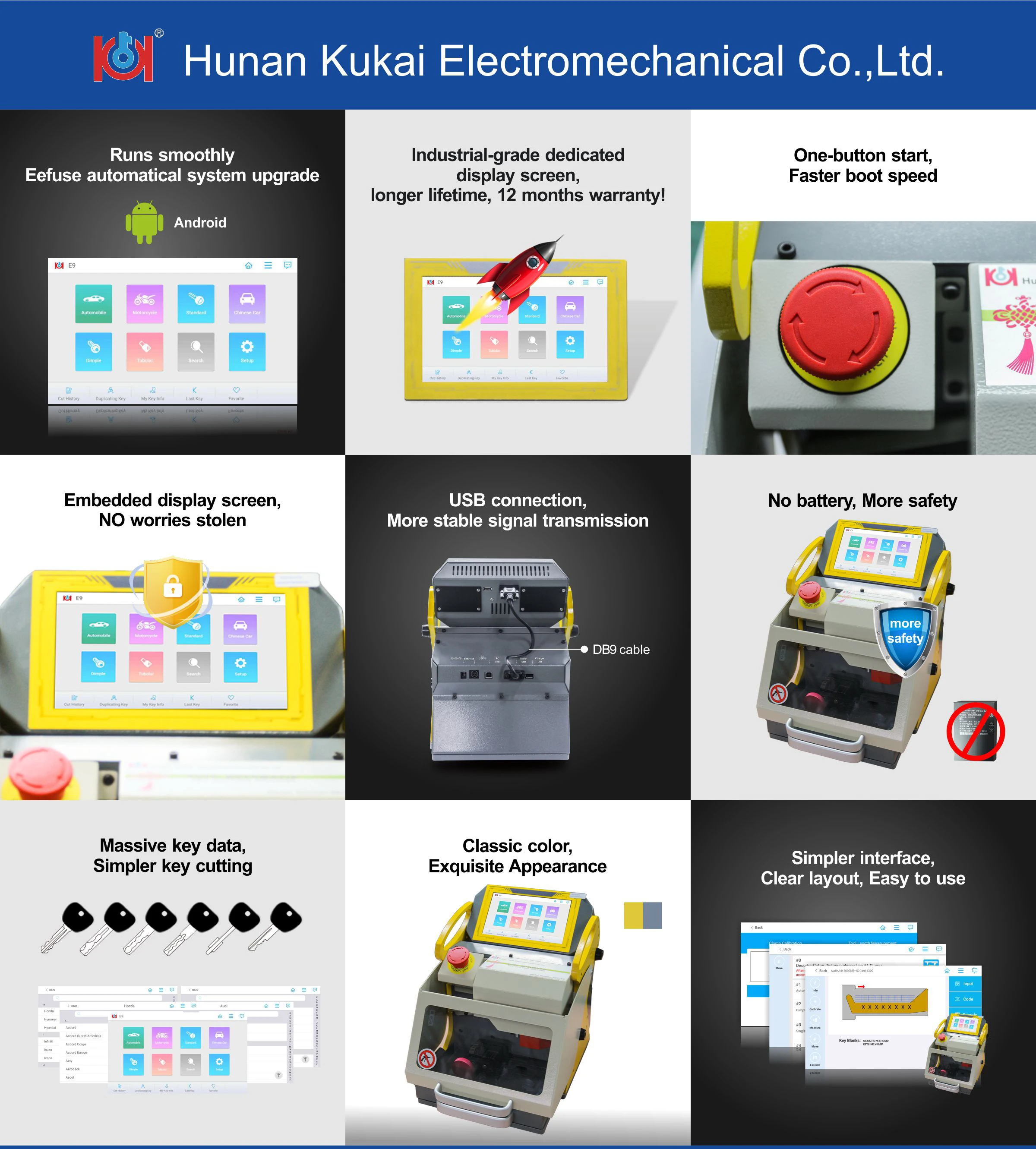 Kukai Automatic Locksmith tools SEC-E9 Key Cutting Machine locksmith supplies key