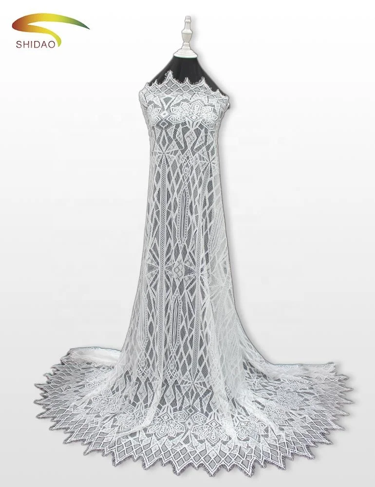 150cm wide 100% Nylon Eyelash lace trim clothes fabric DIY wedding dress hair accessories