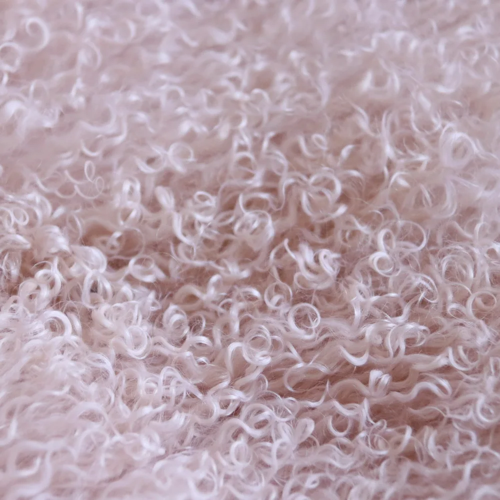 210x210cm Blush Pink Genuine Mongolian Fur Blanket Cover for Queen Bed