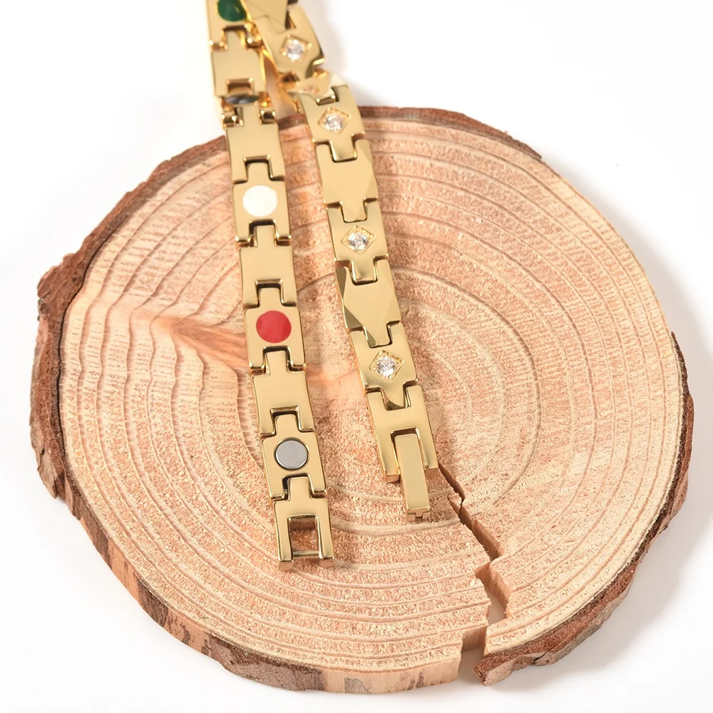 Wollet модный многослойный CZ камень позолоченный 5 в 1 здоровый элемент вольфрамовый браслет