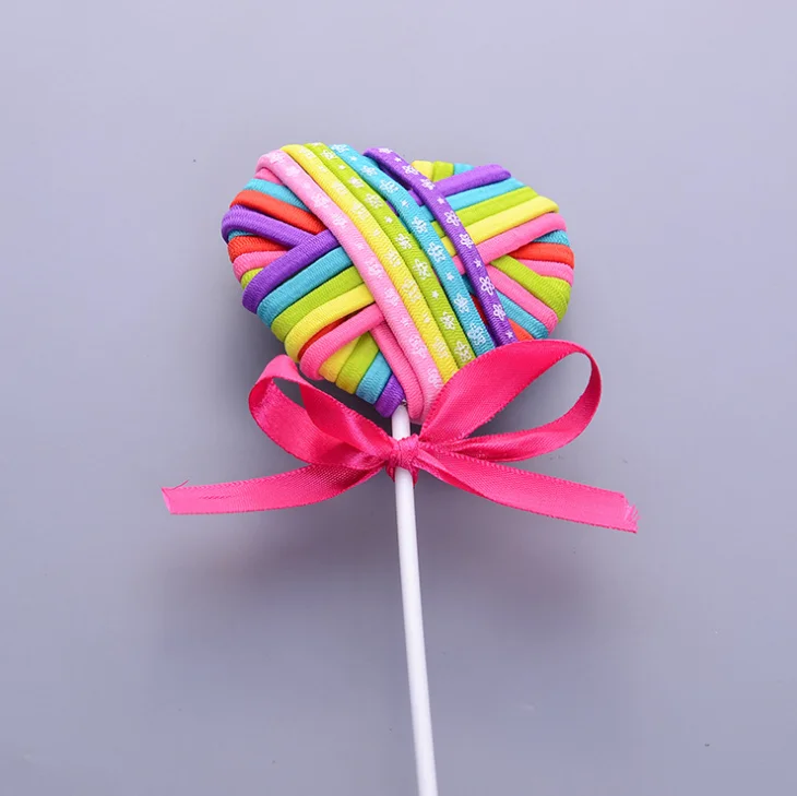 Wholesale best selling  Cute baby girls elastic hair band sweet and lovely  printed lollipop shaped elastic hair band