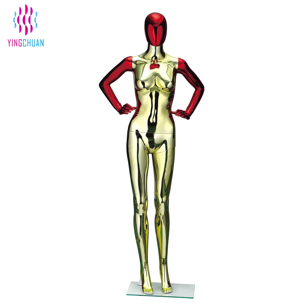 Colorful silver gold full body female electroplate chrome mannequin