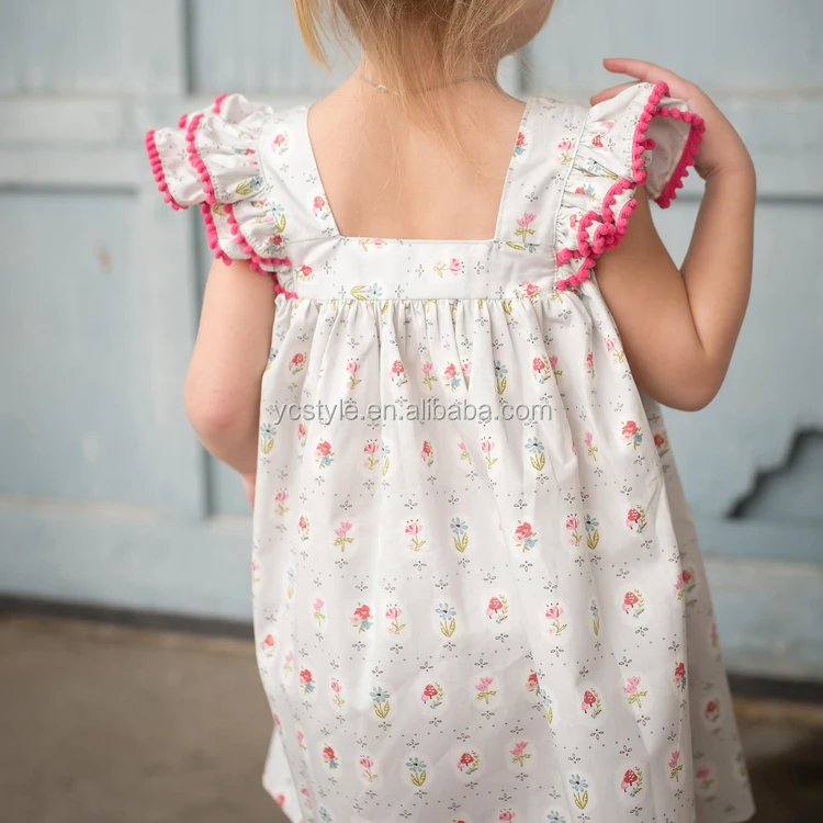 baby girl clothes smock dresses for summer holiday,boutique frilly sleeve with backless dress for toddler girl
