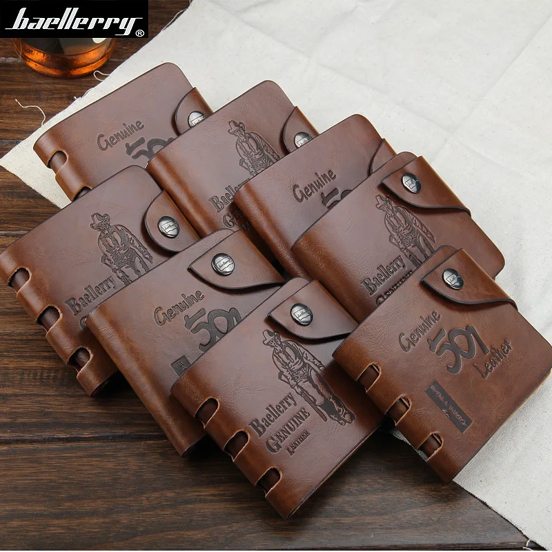 Оптовая продажа, мужской кожаный кошелек Baellerry, кошелек с зажимом для денег и монет в стиле ретро, кожаный мужской кошелек Hunter, бумажники