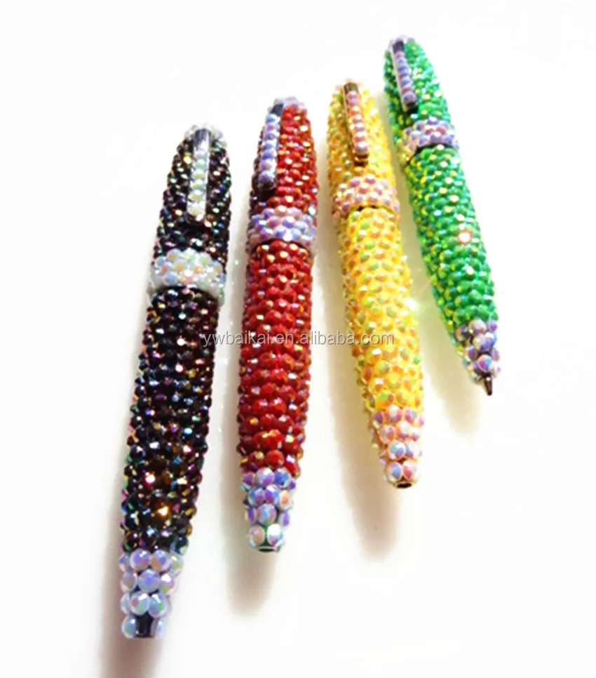 design Rhinestone colorful metal ball pen triangle metal ball pen metal detectable pens