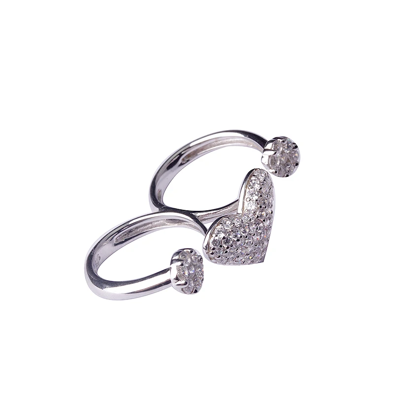 
Hot CZ pave Two Fingers Rings 925 Sterling Silver Ring Fashion Jewelry 