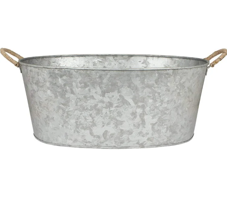 Country Rustic Metal Oval Galvanized large beer beverage cooler tub