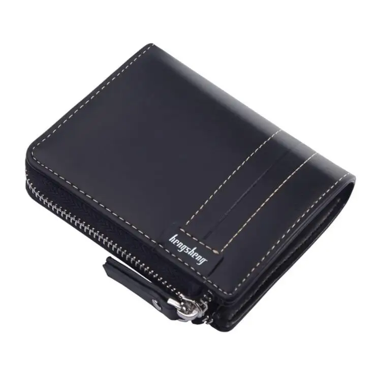 New Customize leisure style zipper fashion short pu leather wallet for man card holder