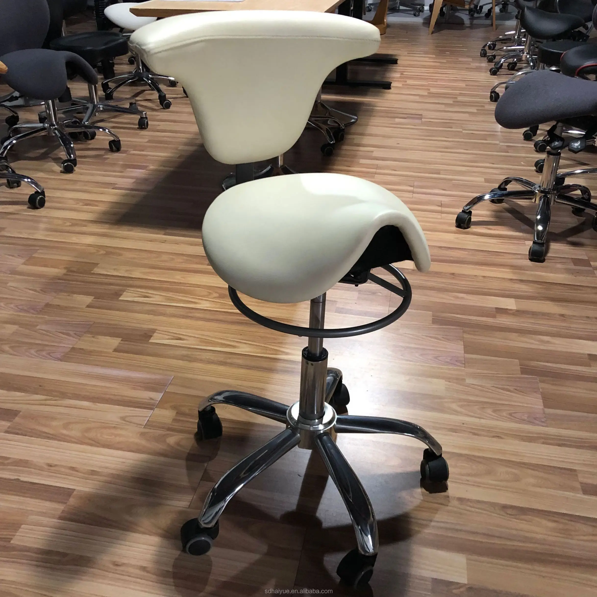 PU Leather Ergonomic Saddle  Seat Dental Assistant Chair Office Stool