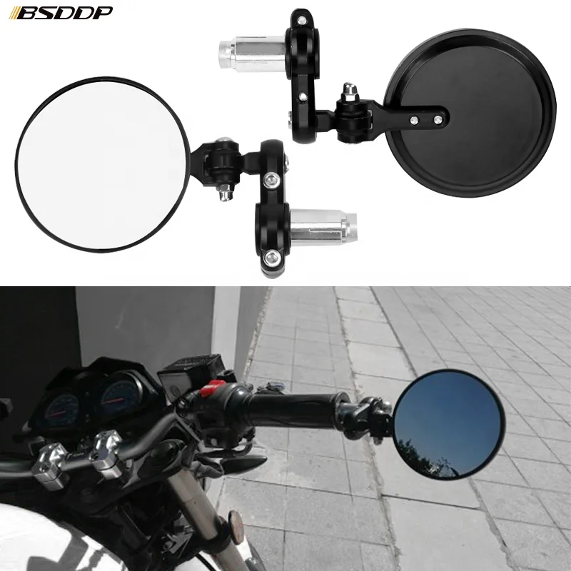 BSDDP-025 2 PCS Universal Motorcycle Rearview Fordable Round Bar End moto Side Mirror modified Mirrors for 22mm handle Mirrors
