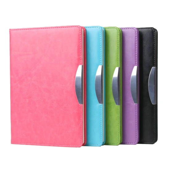 custom PU leather notebook agenda Week planner journal LOGO debossed gold silver foil diary Metal buckle thread stitching book