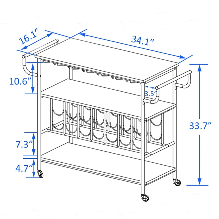 Бытовой 14 бутылки большой длинный в деревенском стиле Industrial стиль деревянный барный электронной ручной тележки бокал для вина