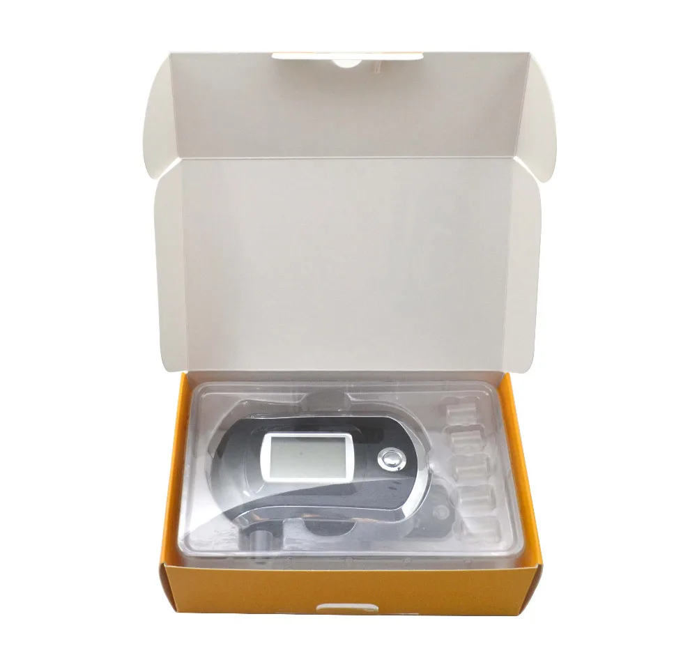 High Quality Professional Black Alcohol Tester AT-6000 With Blue Backlight and Mouthpieces