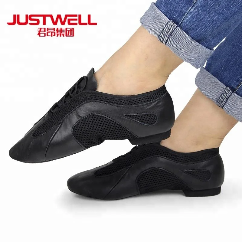 
Breathable mesh leather jazz dance shoe 