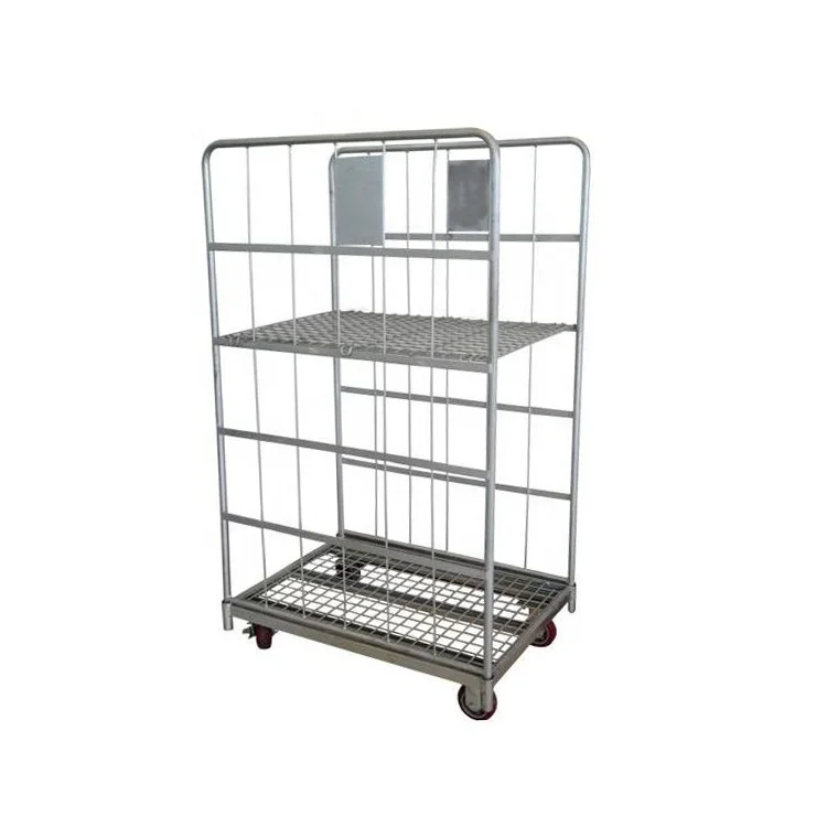 GTY  industrial wheel heavy adjustable floding steel picking logistic storage wire mesh trolley