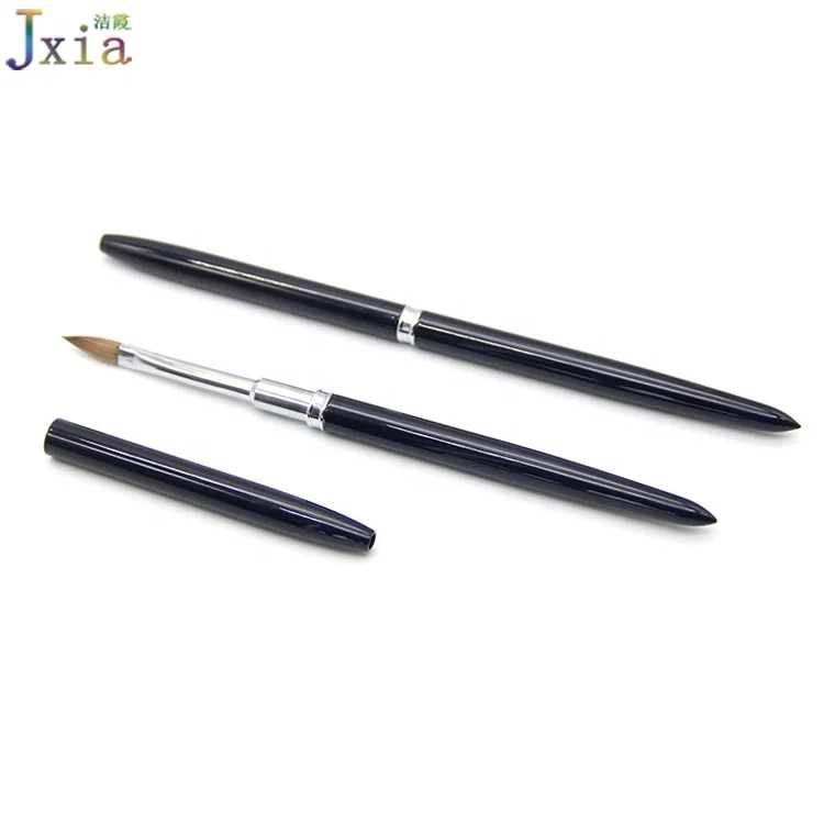 Jiexia Professional 8# Black Metal Handle 100% Pure Animal Kolinsky Hair Acrylic Nail Brush