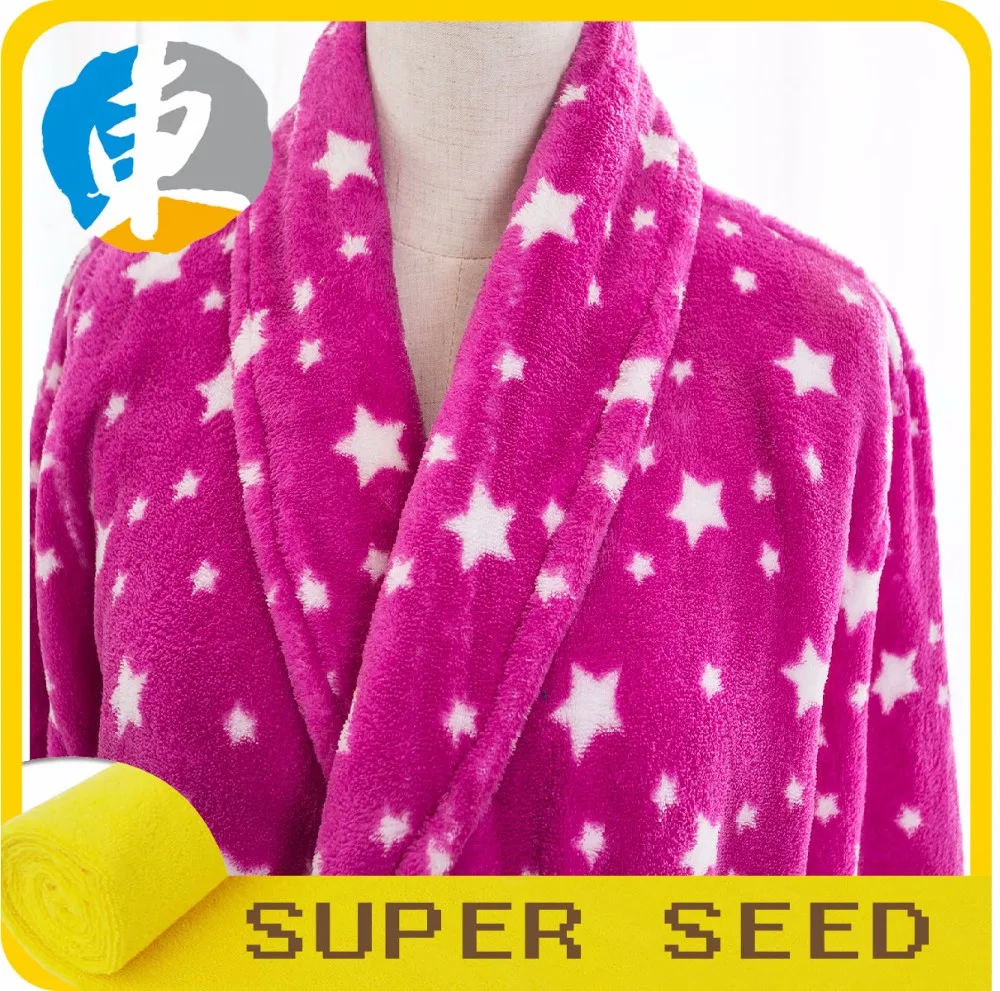 Custom silk screen print soft bathrobe for women