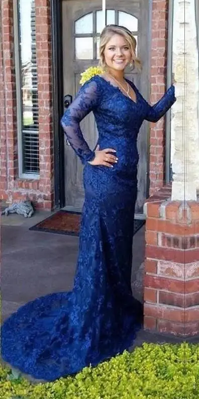 Navy Blue Vintage Bohemian Style Mother of the Bride Tropical Lace Dress