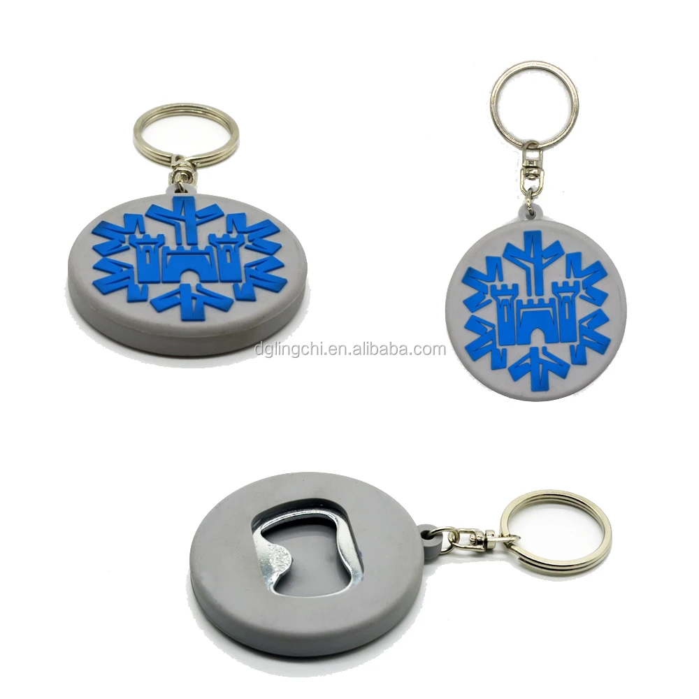 Bulk custom cool bottle opener keychain pvc rubber with your own logo
