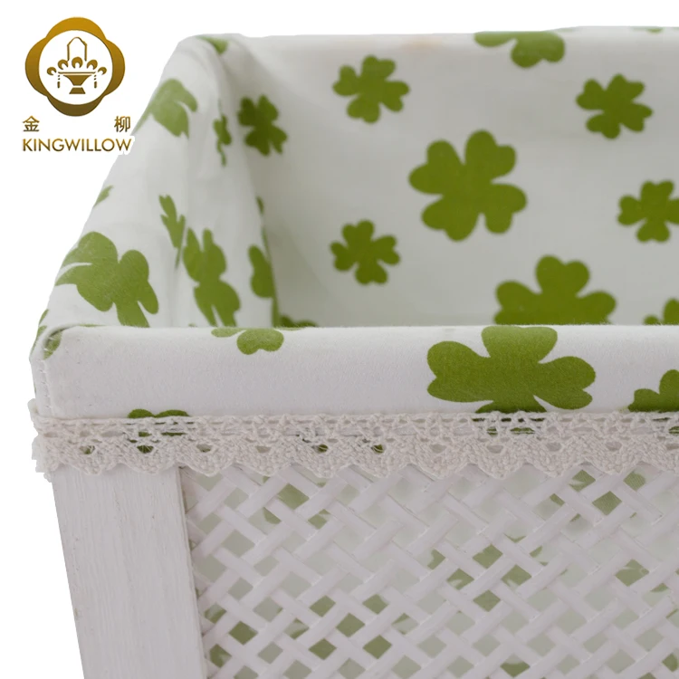 Kingwillow Wood basket gift and bamboo storage baskets, sundries storage bin with liner