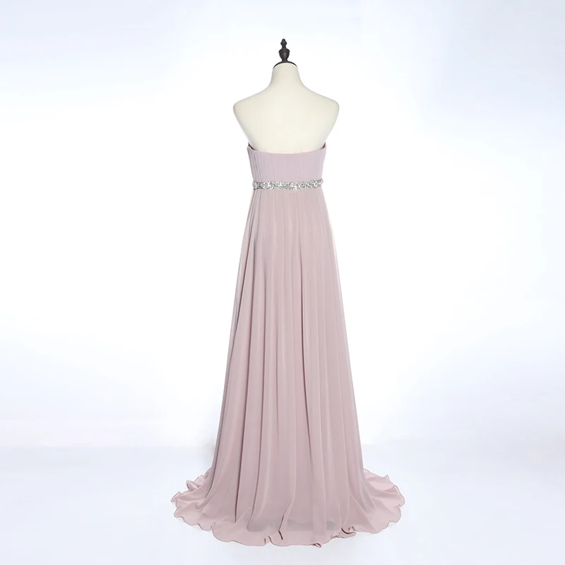 
Beaded bridesmaid party dresses chiffon off shoulder evening dress peach color 
