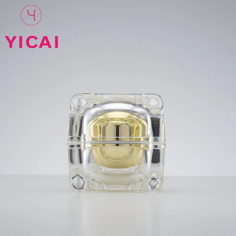 
Luxury Acrylic Gold Cosmetic Square Cosmetic Packaging Face Cream Jars 50g 