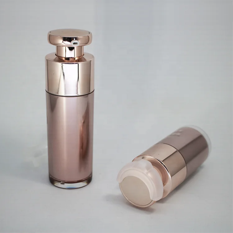 Superior quality 15ml 30ml 50ml cosmetic pump bottle rose gold  luxury airless bottle