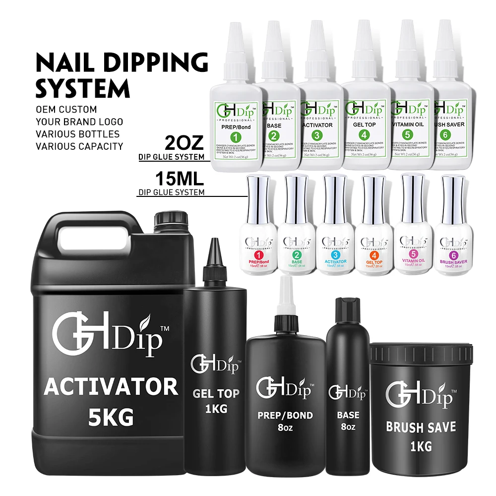 8 OZ Dipping Powder Refill and 2oz Nail Glue Liquid Acrylic for Nail Dipping System