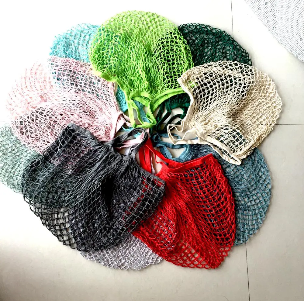 Многоразовая Складная хлопчатобумажная Сетчатая Сумка для покупок