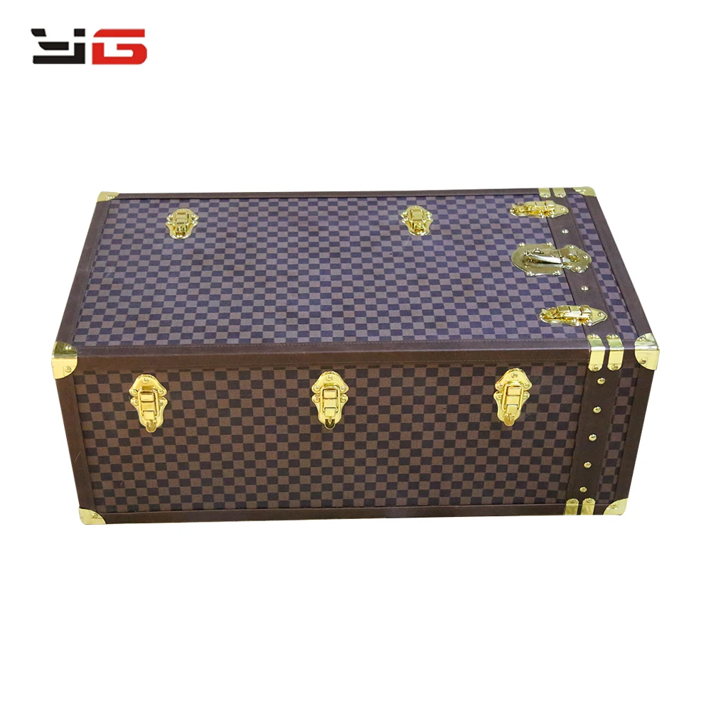 New Design Custom Leather Vintage Trunk Night Stand Suitcase