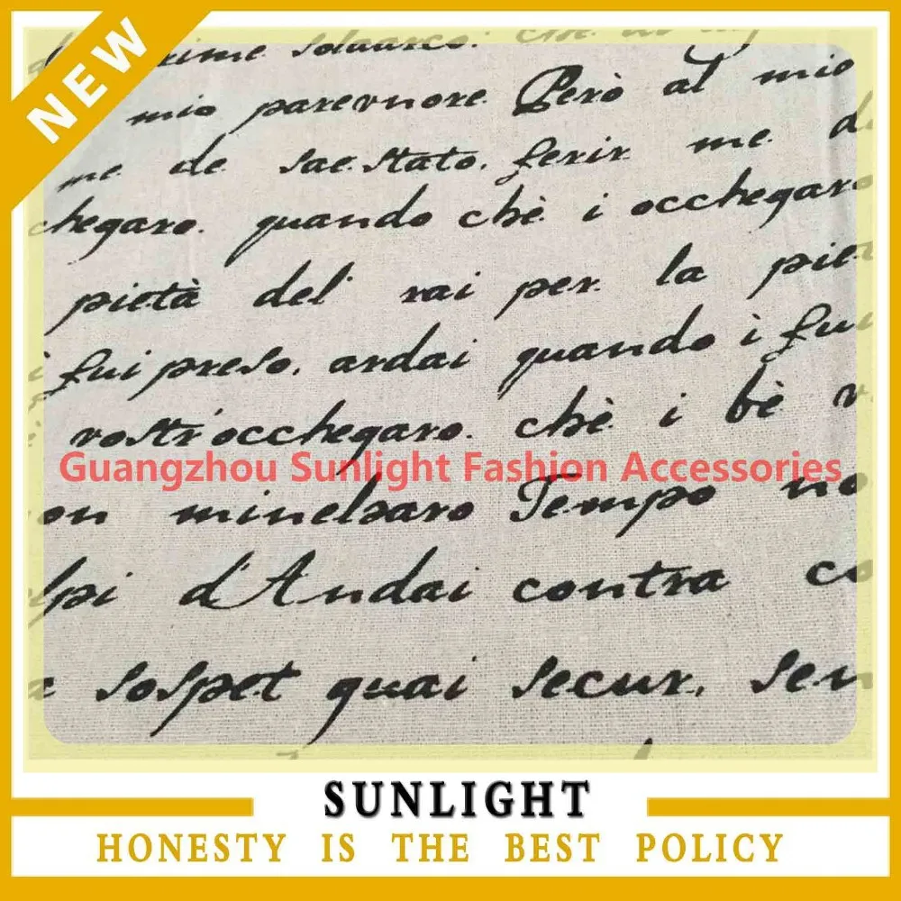 hot sale letters printed linen fabric wholesale