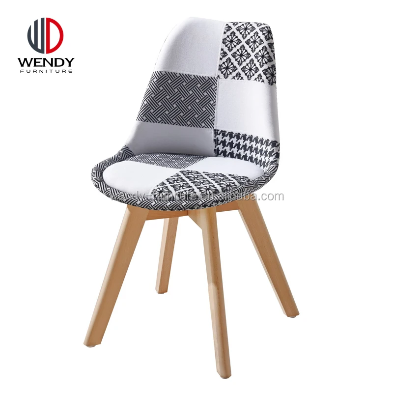 Patchwork fabrics dining chairs beech wood legs dining chair for sale