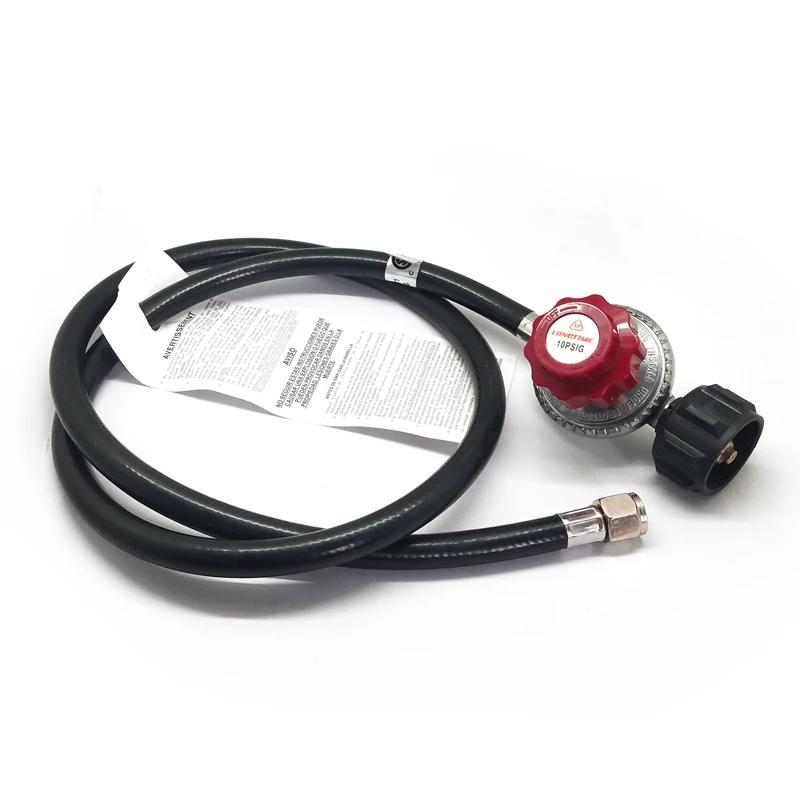 LONGTIME Certified Adjustable 0-10 PSI Propane Gas Regulator with 4 Feet Hose