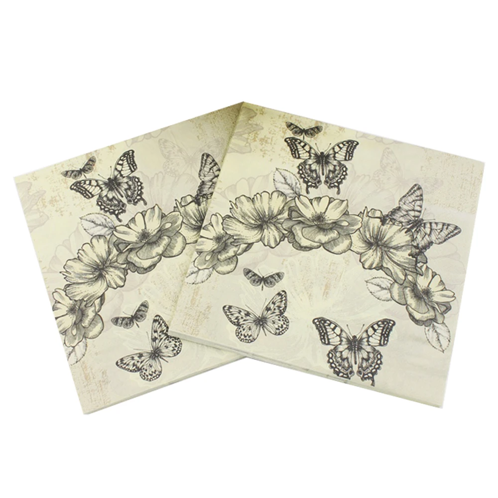 Butterfly Paper Napkin Festive & Party Tissue Napkin Decoration Guardanapo 33cm*33cm Or Custom Napkins