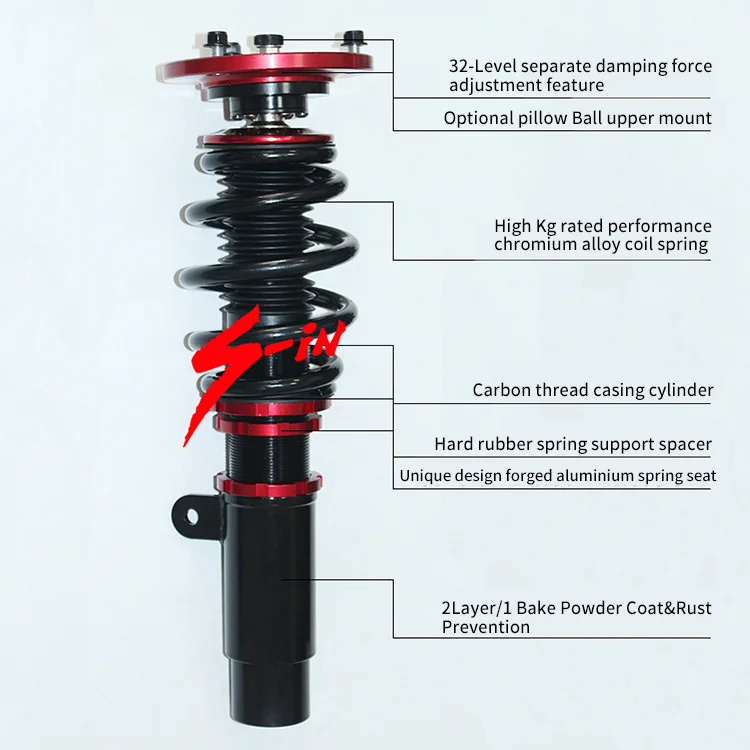 32-Level separate damping force adjustment  coilover for car refit