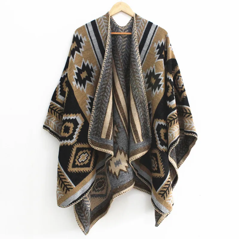 Осенне-зимняя женская разноцветная шаль Urban CoCo, накидка-пончо с открытой передней частью для свадьбы и вечеринки для женщин