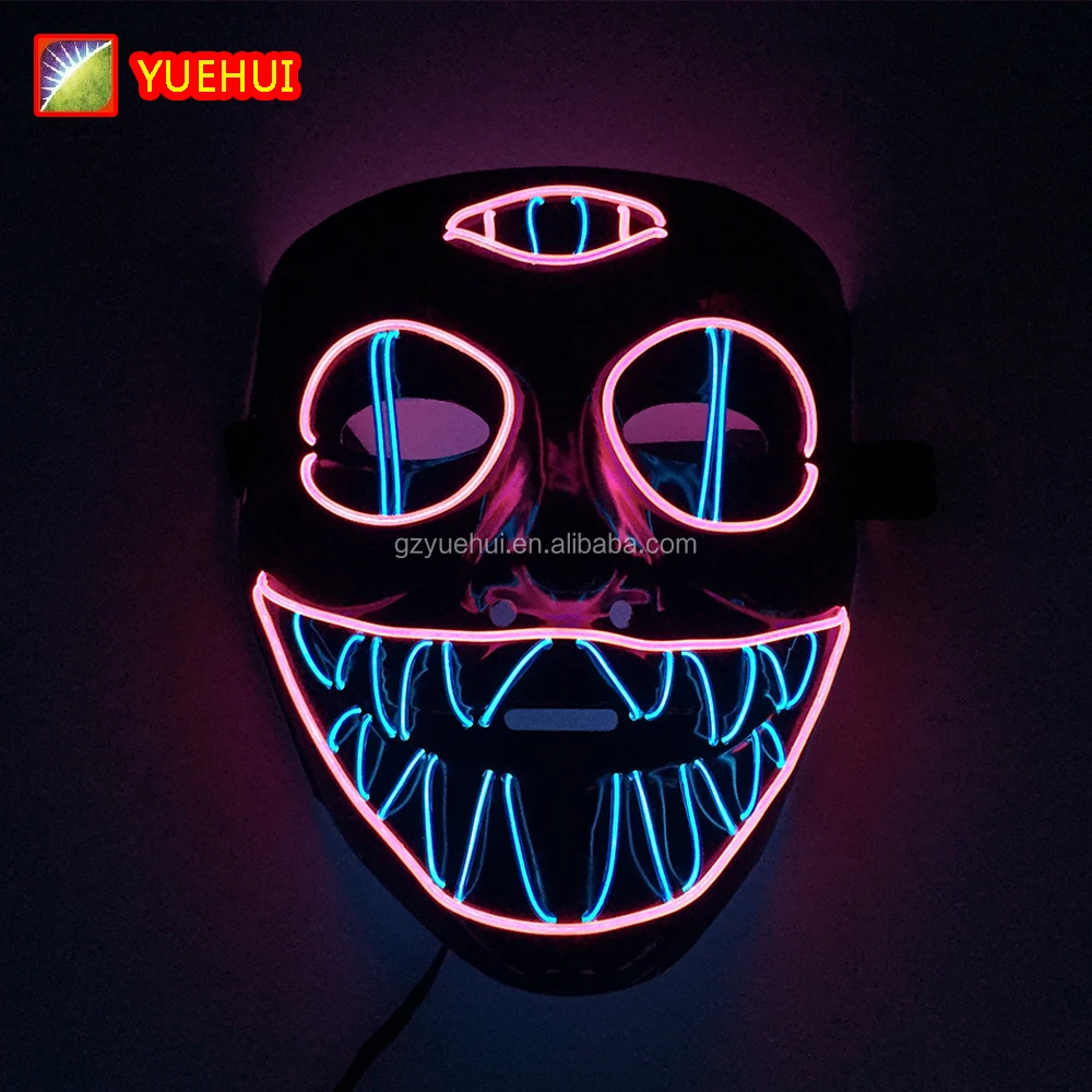 Wholesale Light Up EL Wire Neon Blue Glow Mask Rave Halloween Mask Voice Active Purge Led Mask for Easter Day China Supplier