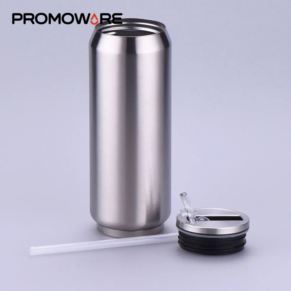
500 ml Vacuum Insulated Sublimation Thermos Soda Can Shaped Water Bottle Food Grade Stainless Steel Beer Can Flask 