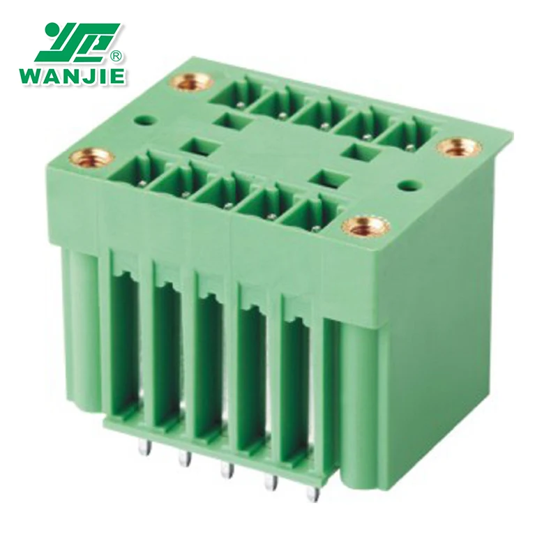 Wanjie 3.5mm 3.81mm Double level Vertical Header terminal block with nuts WJ15EDGVHM-3.5/3.81