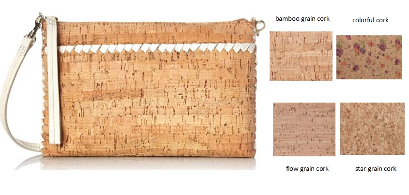 Boshiho clutch purse with wrist strap & PU braided decoration leather hand cork bag