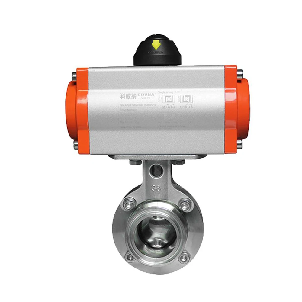 Высокая температура 2 дюйма Tri Зажим пищевой нержавеющей стали с пневматическим приводом шаровой клапан, полностью сварной шаровой кран, обратный клапан,